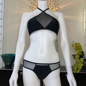 BLACK RED TWO PIECE VIKINI